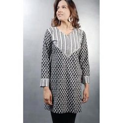 Manufacturers Exporters and Wholesale Suppliers of White And Black Print Patch Work Kurti Ghaziabad Uttar Pradesh